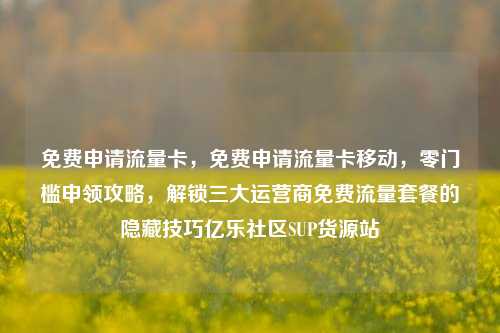 免费申请流量卡，免费申请流量卡移动，零门槛申领攻略	，解锁三大运营商免费流量套餐的隐藏技巧亿乐社区SUP货源站  第1张